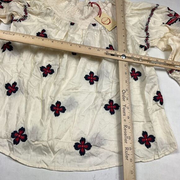 RAGA Off The Shoulder Peasant Top 3/4 Sleeve Embroidered Boho Shirt SMALL NEW - Picture 8 of 11